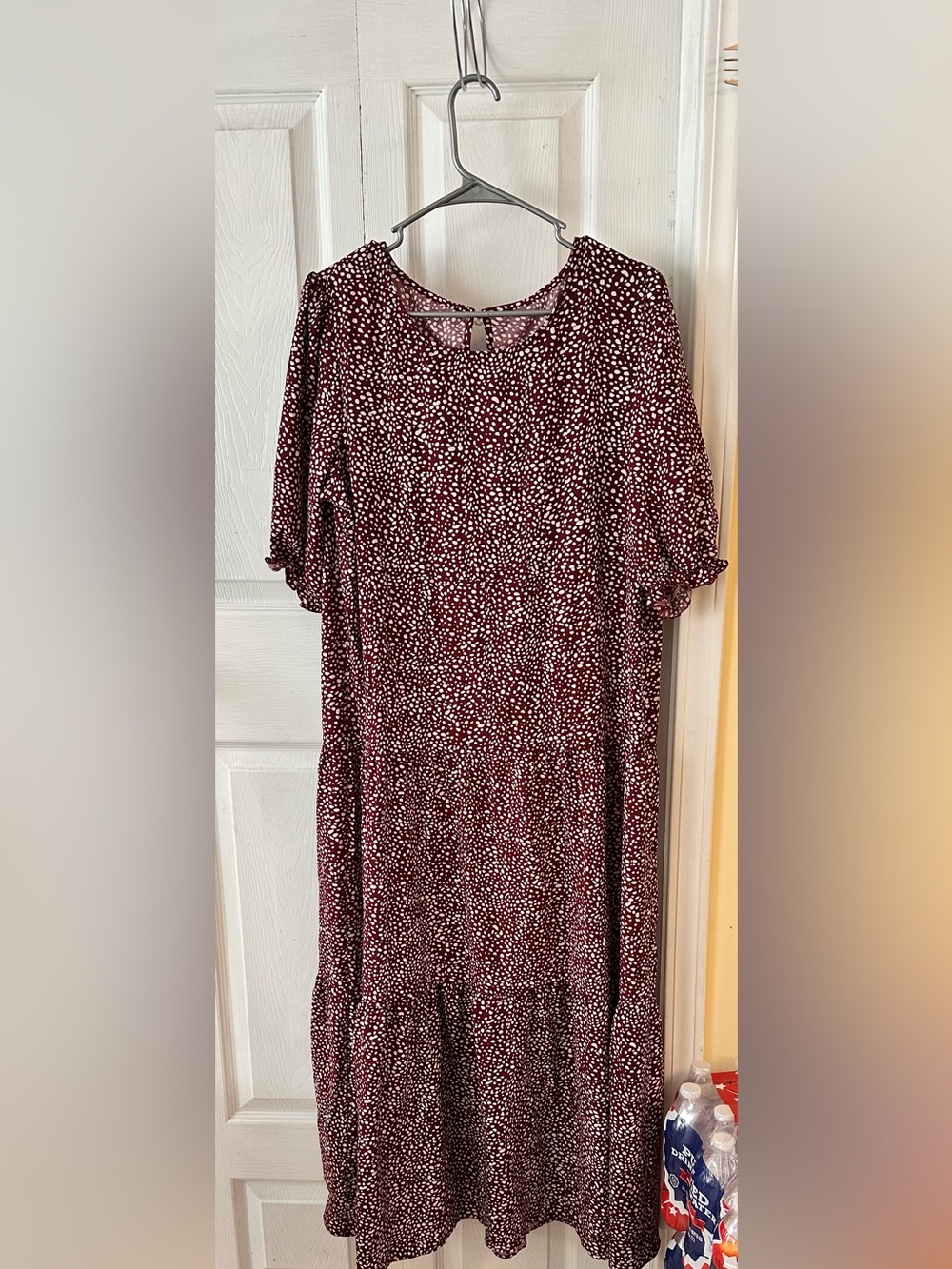 Burgundy Polka Dot Midi Dress